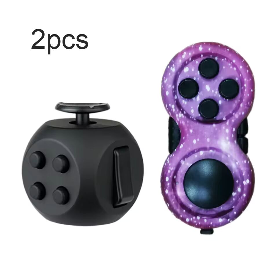 2pcs Fidget Toys Anti-Stress Fingertip Toys Decompression Relieve Dice for Autism Anxiety Relieve Relax Cube Toys